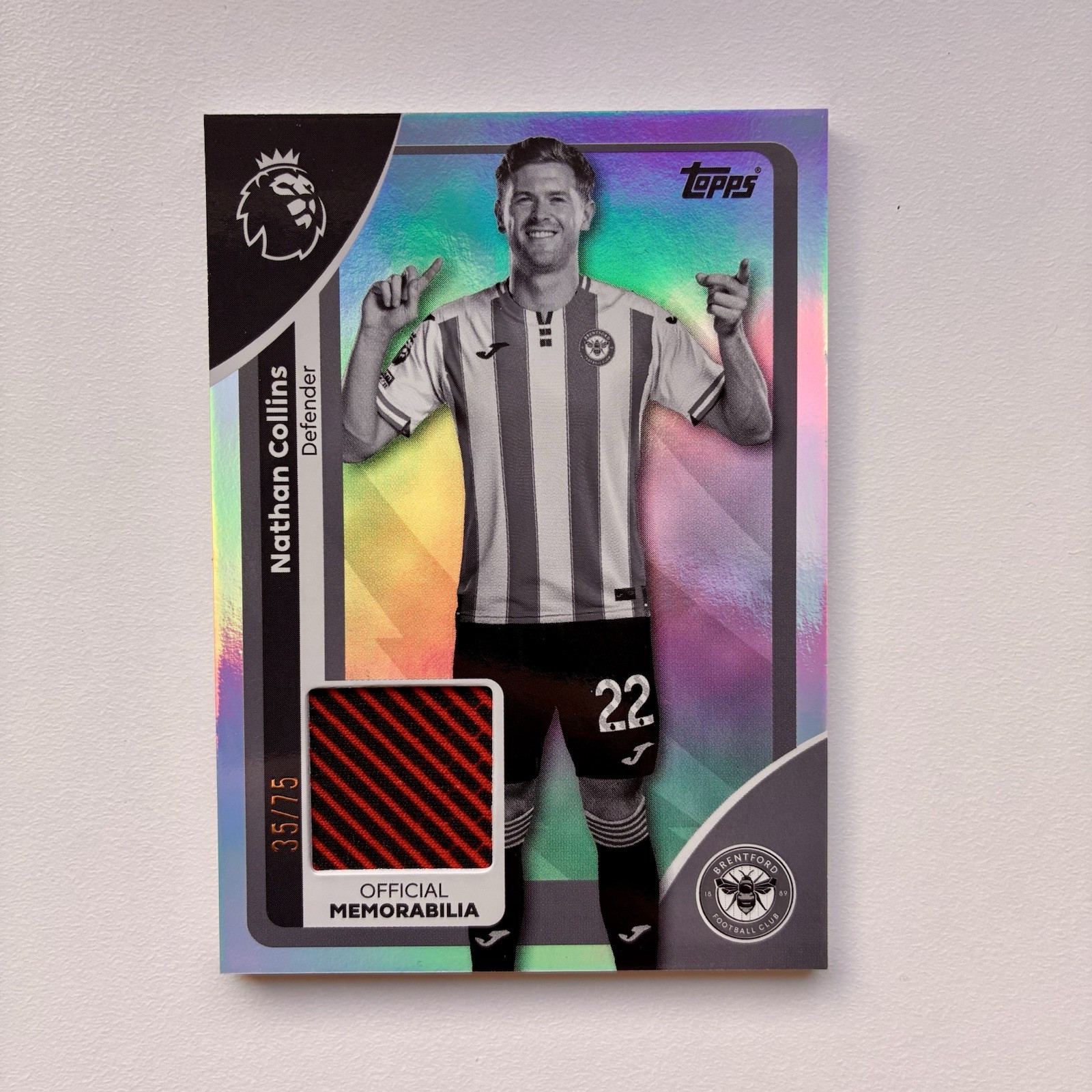 Topps Premier League 2026 Nathan Collins B&W Player Worn Patch /75 Brentford for sale on Ebay