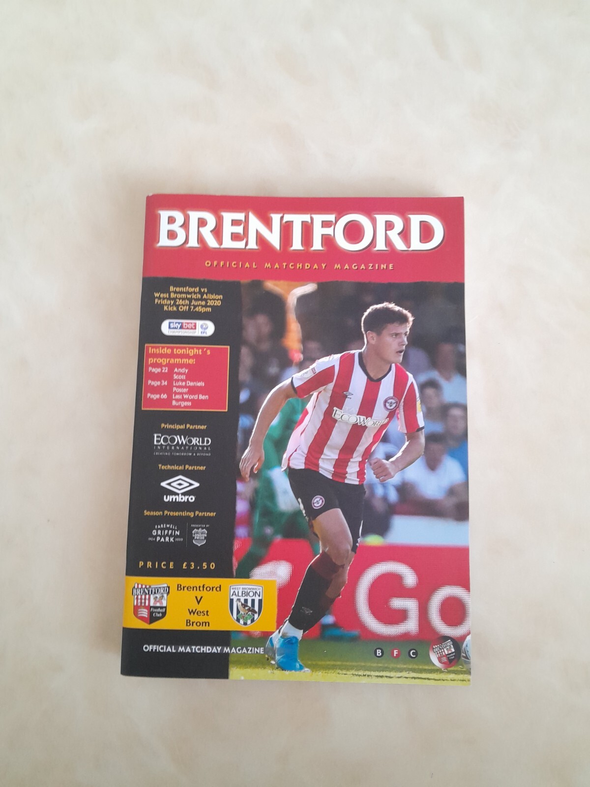 BRENTFORD V WEST BROMWICH ALBION ( FRIDAY 26TH JUNE 2020 ) for sale on Ebay