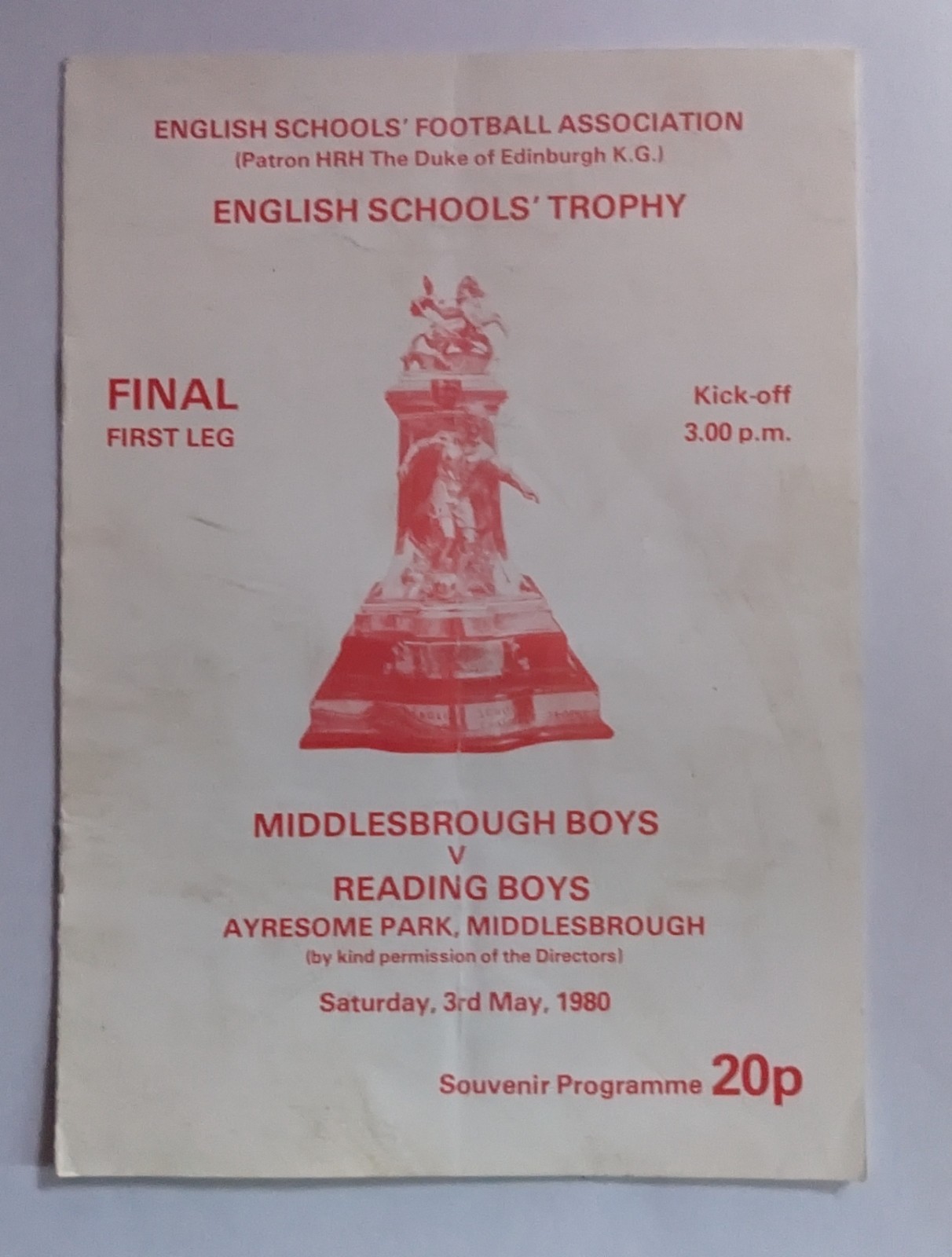 Middlesbrough v Reading English Schools Trophy 03/05/80 Ayresome Park . Final L1 for sale on Ebay