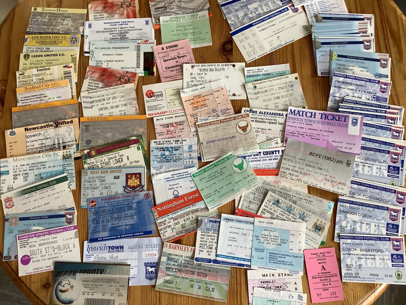 IPSWICH TOWN Football Tickets Home /Away 1979-2001 + Coach Arsenal,Liverpool etc for sale on Ebay