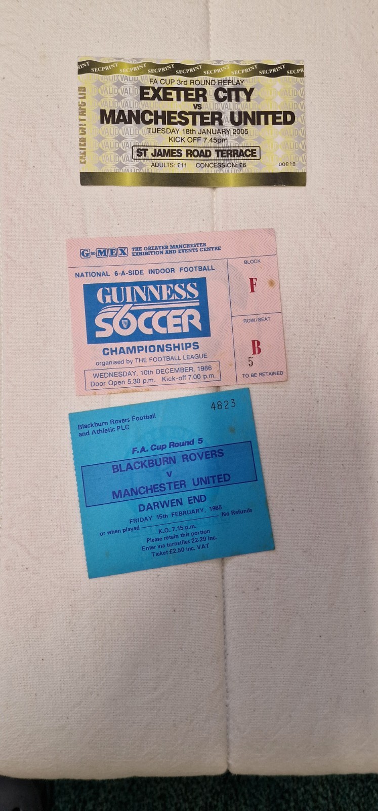 manchester united ticket stubs for sale on Ebay