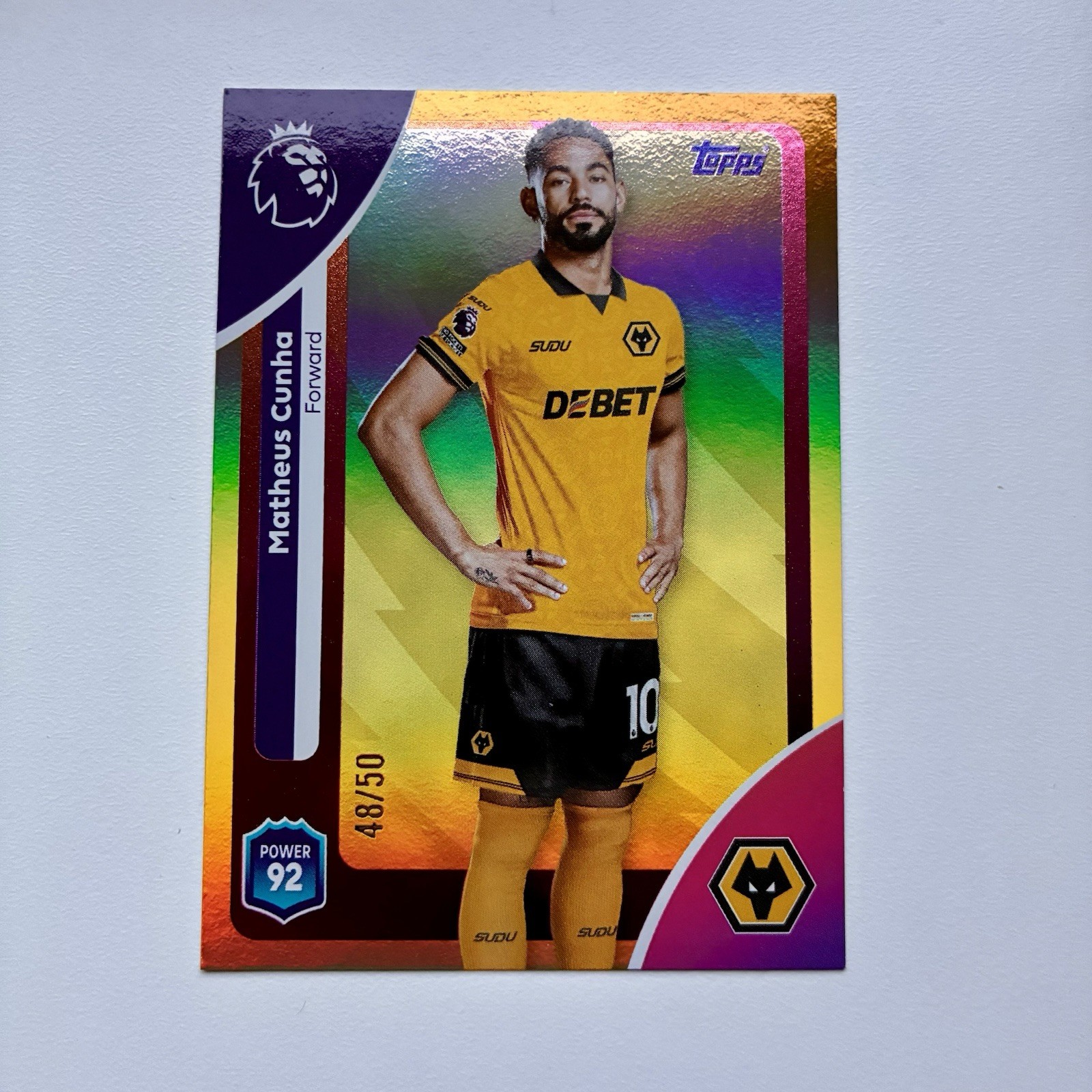 Topps Premier League 2026 Matheus Cunha Gold Parallel /50 Wolves for sale on Ebay