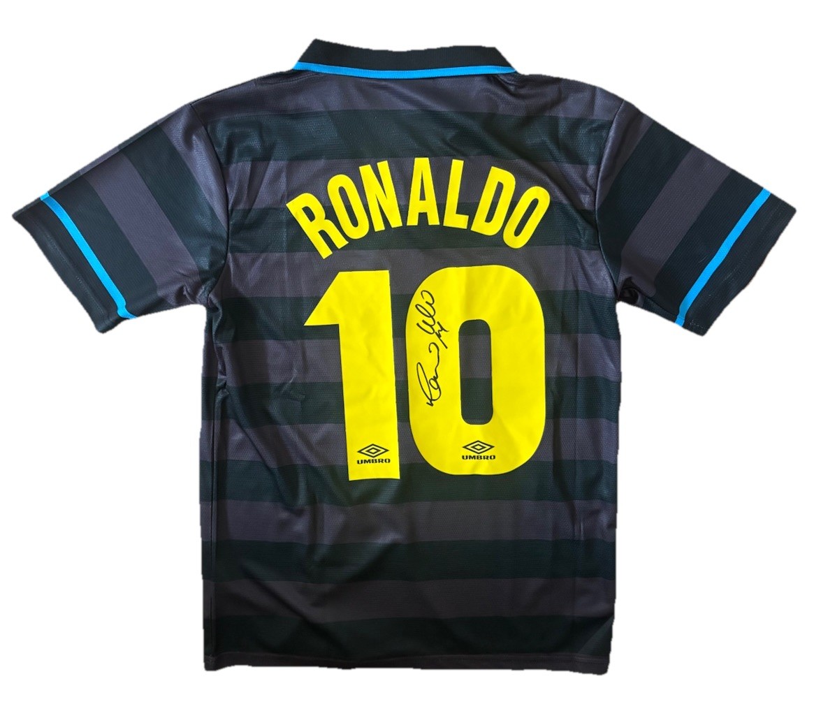 R9 RONALDO NAZARIO Hand Signed FC INTERNAZIONALE RETRO Shirt Jersey RARE*COA for sale on Ebay