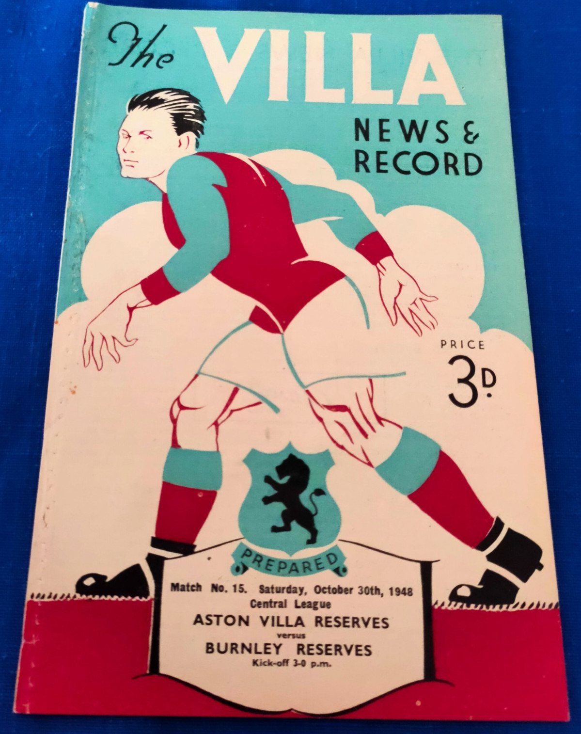 ASTON VILLA  V  BURNLEY  -  RESERVES MATCH  -  30th  OCT. 1948  - CENTRALEAGUE for sale on Ebay