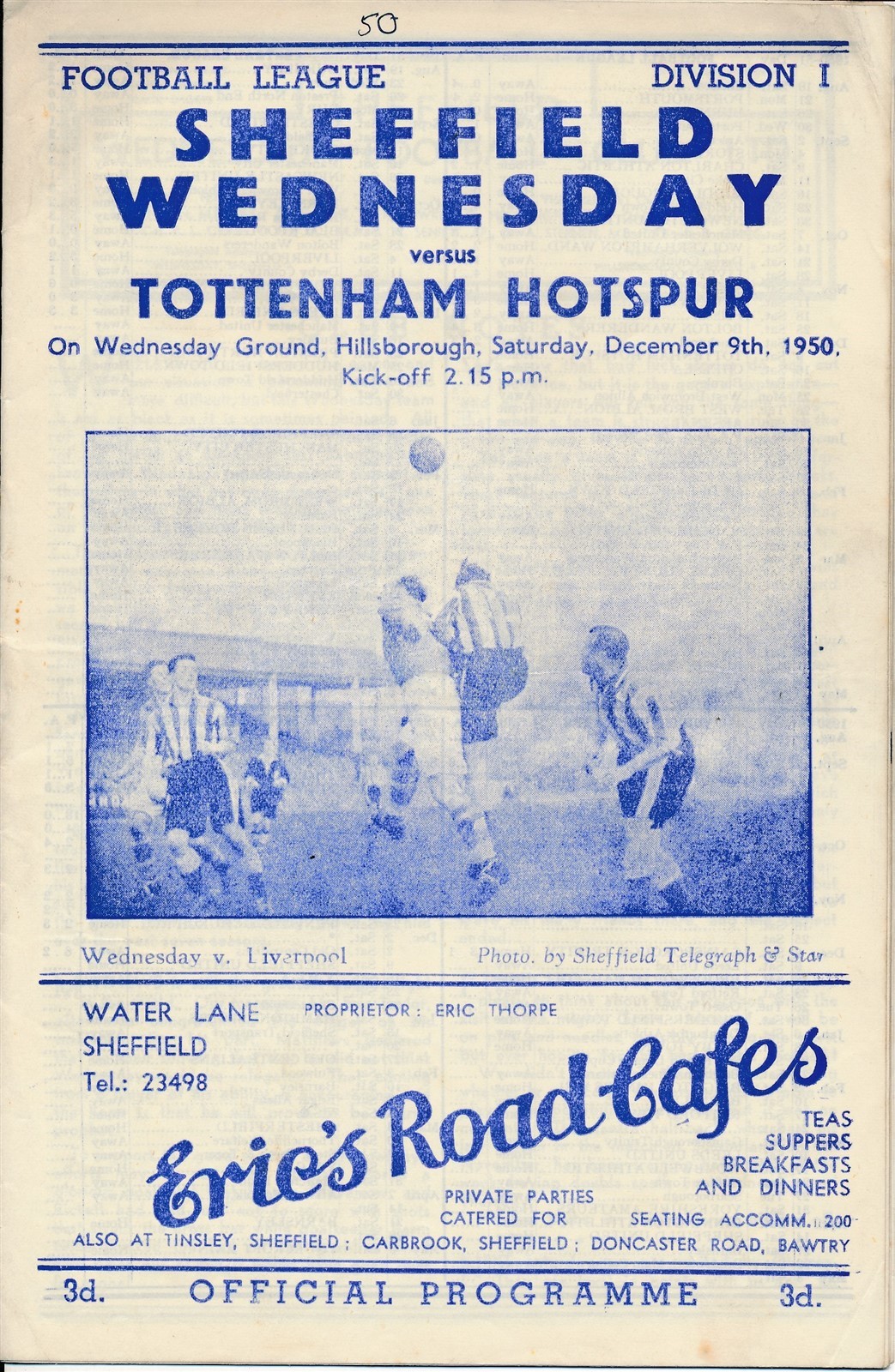 Sheffield Wednesday v Tottenham 1950/1951 - Spurs Championship season! for sale on Ebay