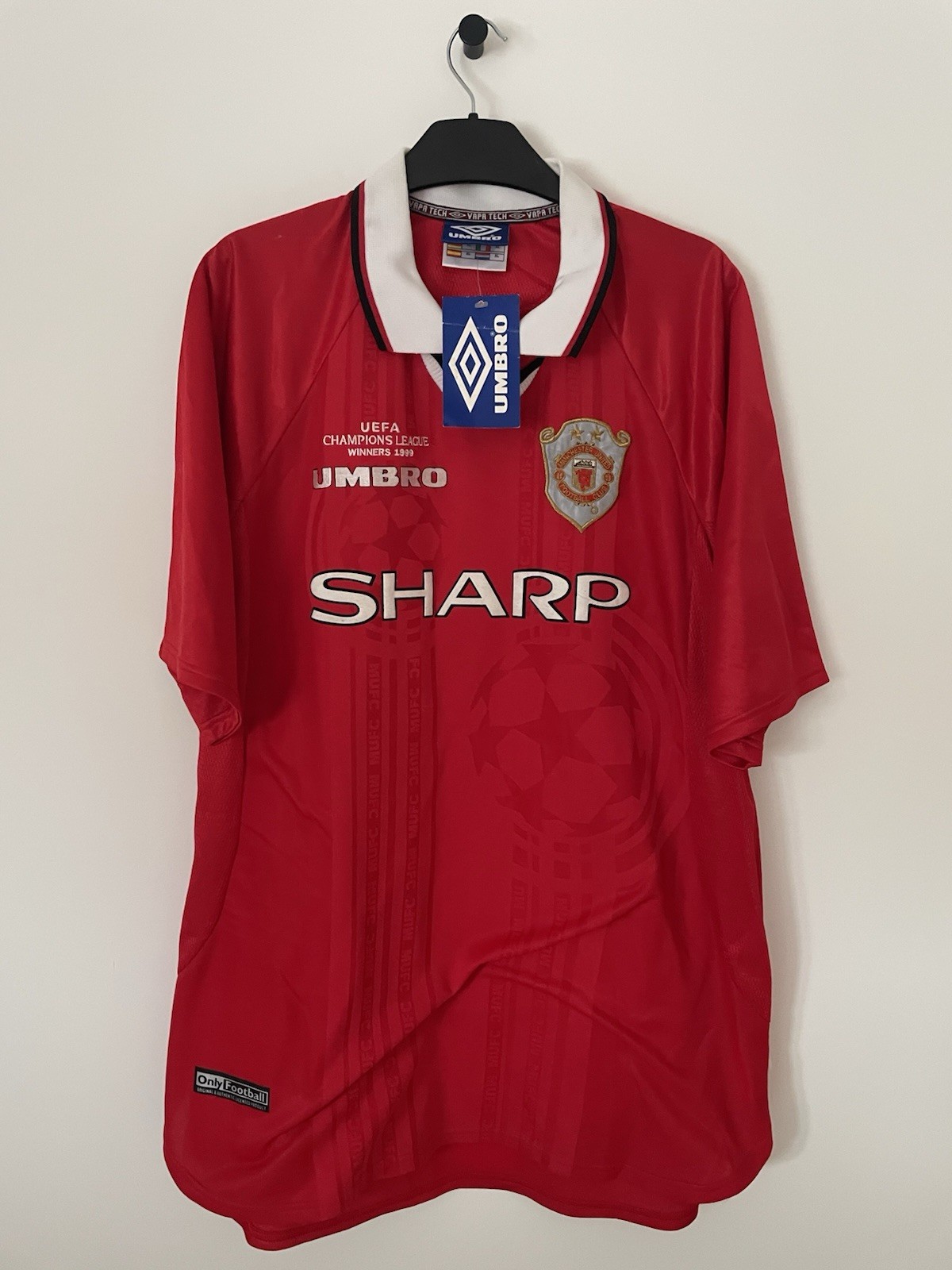 Original Authentic BNWT Manchester United 1998/1999 European Home Football Shirt for sale on Ebay