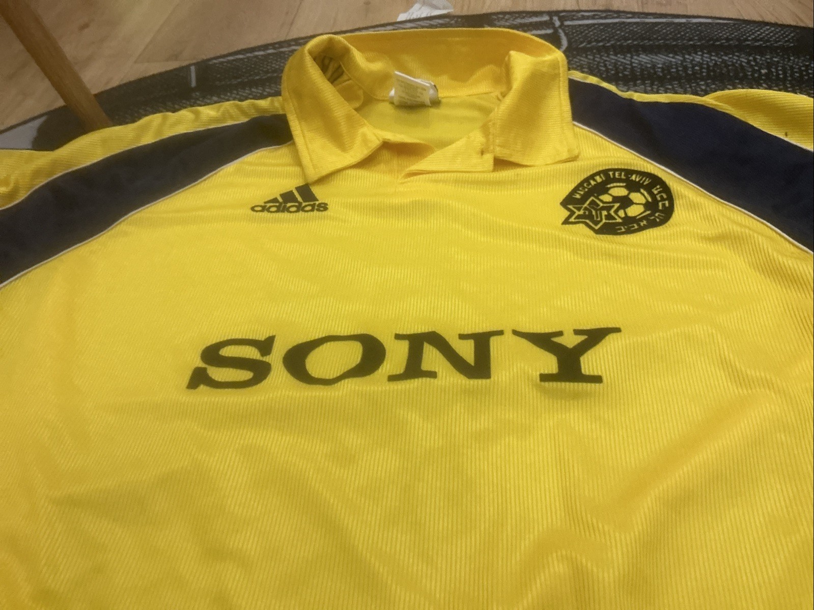 Maccabi Tel Aviv Vintage Home Football Shirt 1999/2000 Yellow & Blue Adidas S/M for sale on Ebay