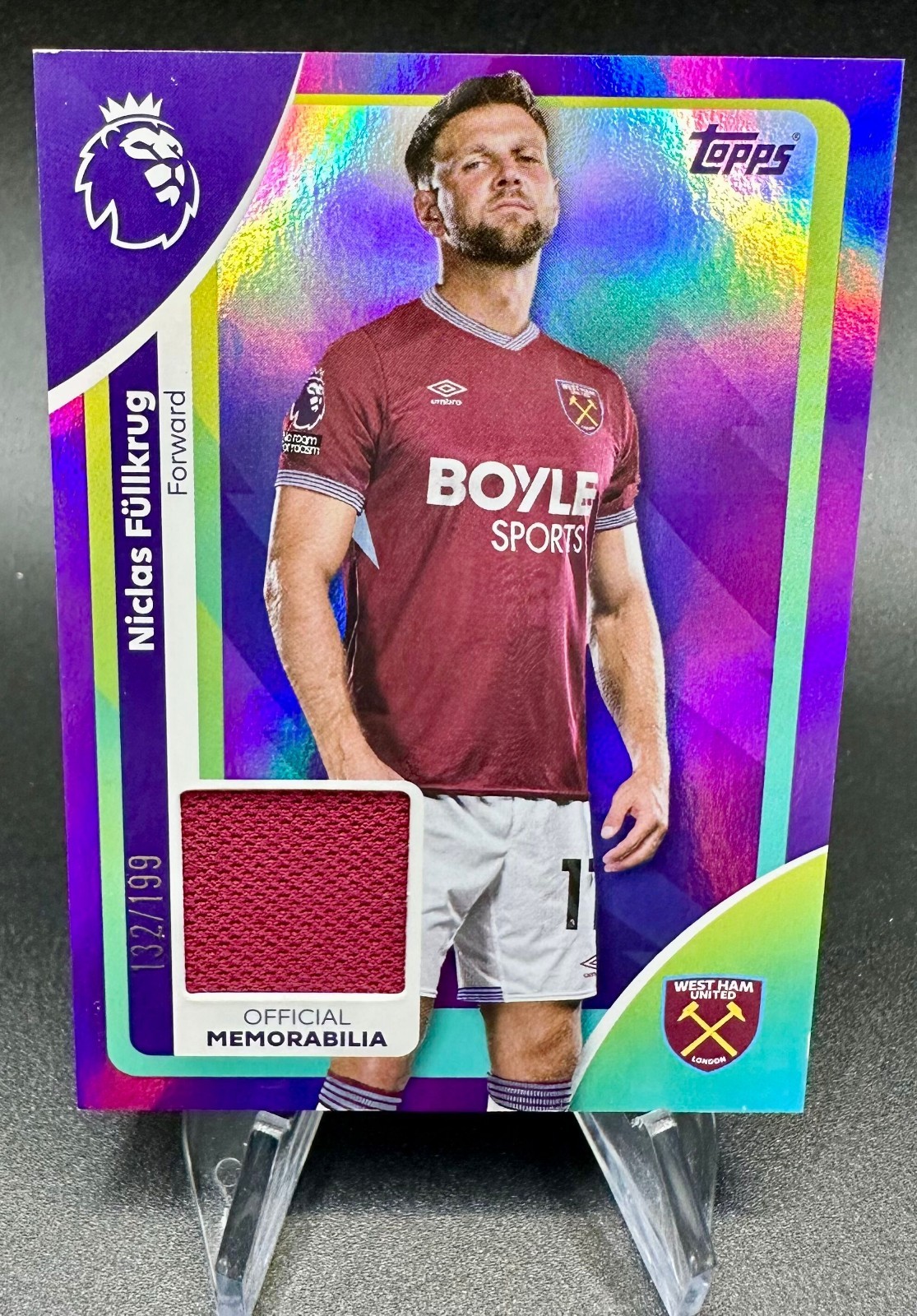 Topps Premier League 25/26 2026 Niclas Filler Pitcher RE-NF West Ham Patch Relic /199 for sale on Ebay