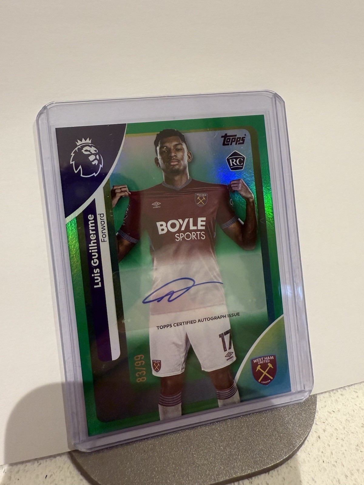 Topps 2026 Premier League Luis Guilherme Autograph Rookie Card West Ham 83/99 for sale on Ebay