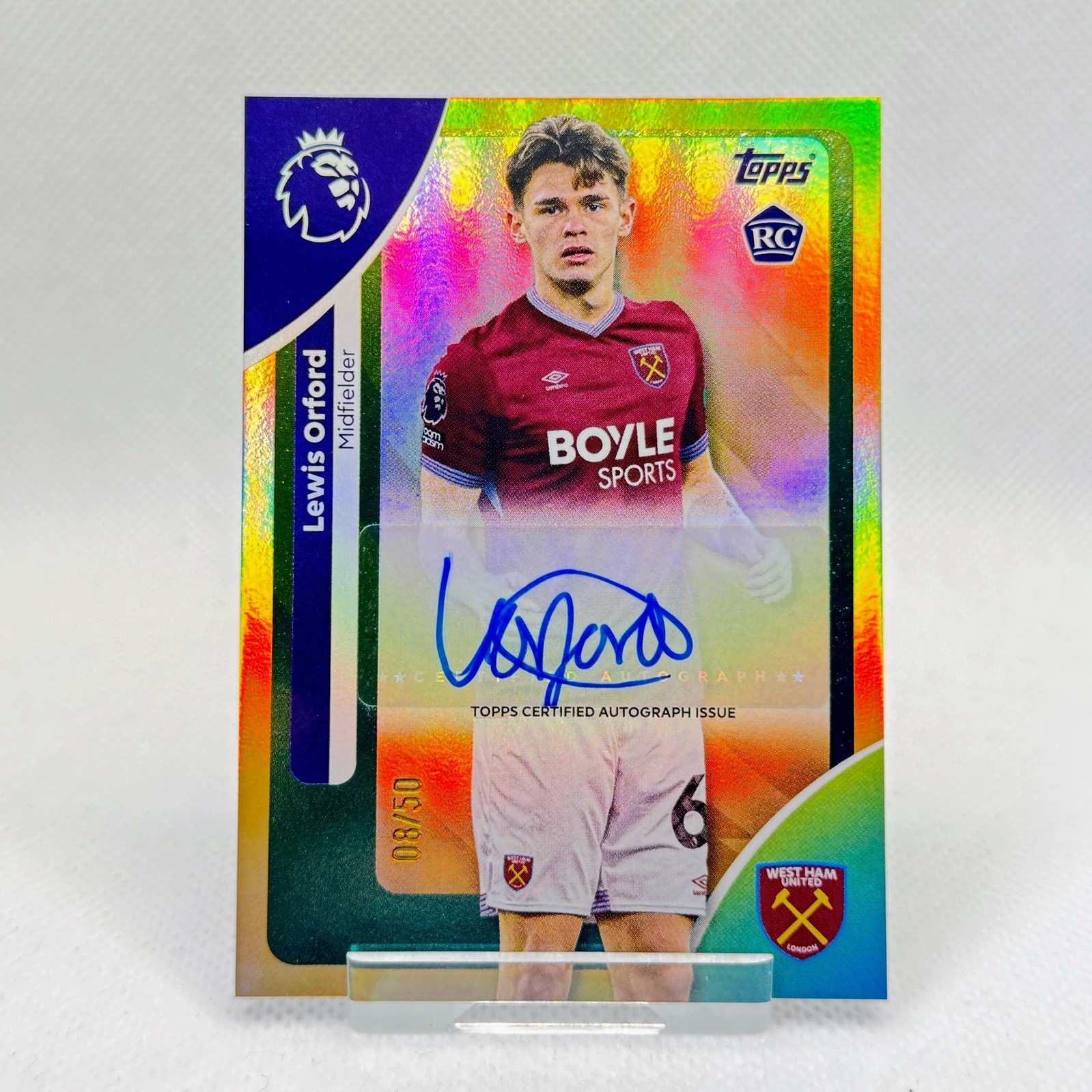 2026 Topps Premier League Lewis Orford RC Gold Autograph Parallel /50 - West Ham for sale on Ebay