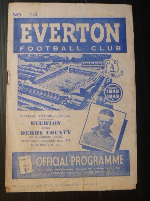 EVERTON  v  Derby County   48/9. for sale on Ebay