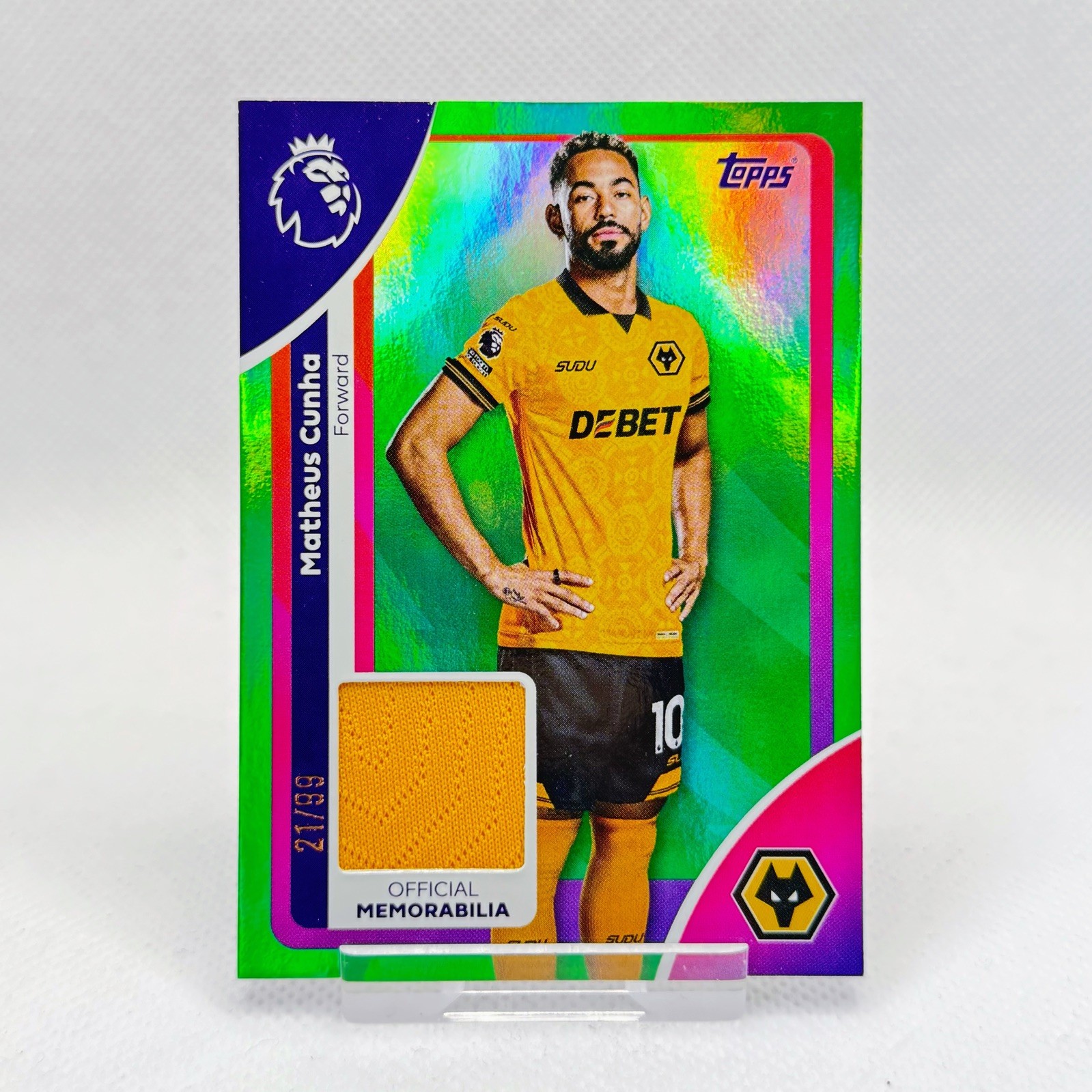2026 Topps Premier League Matheus Cunha Green Foil Parallel Relic /99 - Wolves for sale on Ebay
