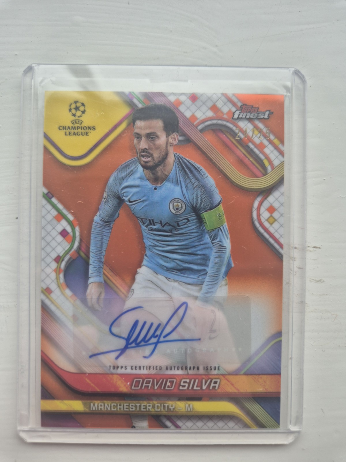 2024-25 Topps Finest UCC David Silva Orange Wave Auto /25 Manchester City Spain  for sale on Ebay