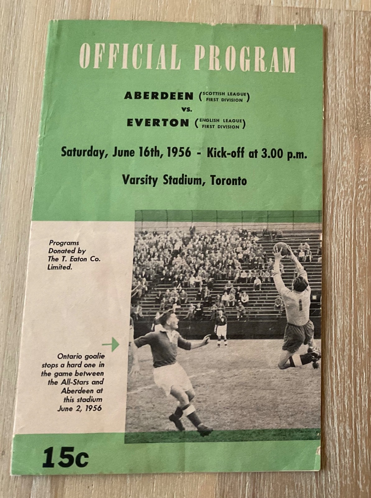 1956 Aberdeen v Everton Game played at Varsity Stadium, Toronto, Canada for sale on Ebay