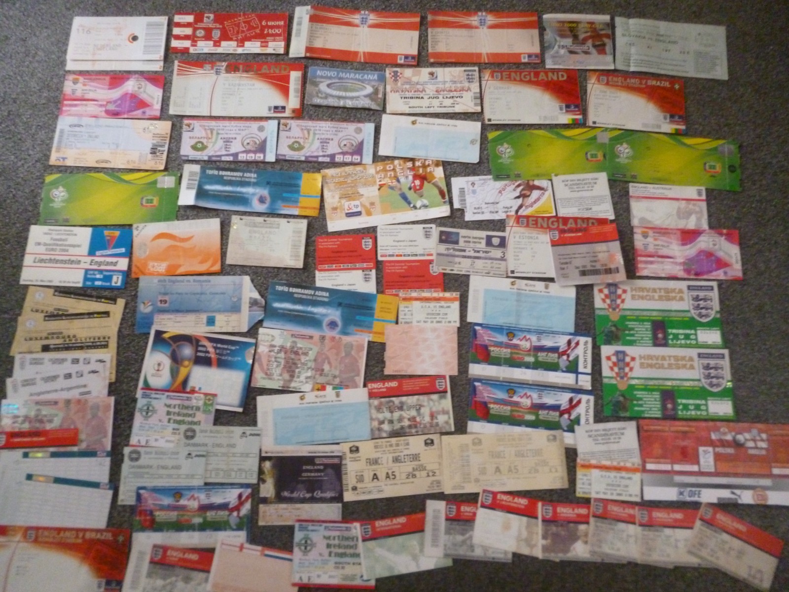x80 - England Home & Away 2000 - 2009 Football Match Tickets Collection Job Lot for sale on Ebay