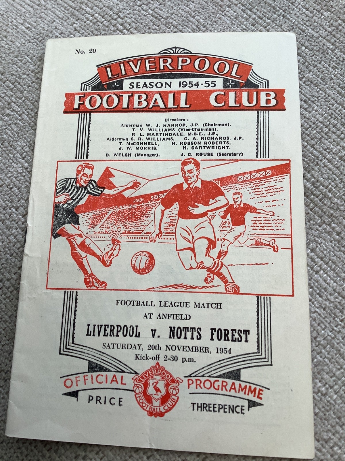 20 November 1954 Liverpool v Nottingham Forest for sale on Ebay