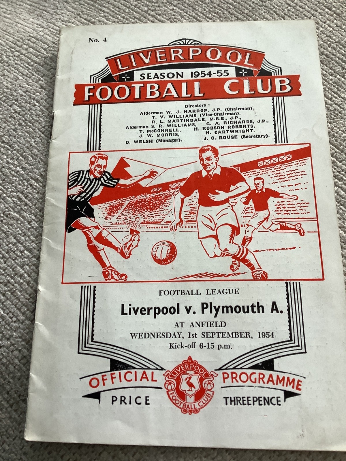 1 September 1954 Liverpool v Plymouth Argyle for sale on Ebay