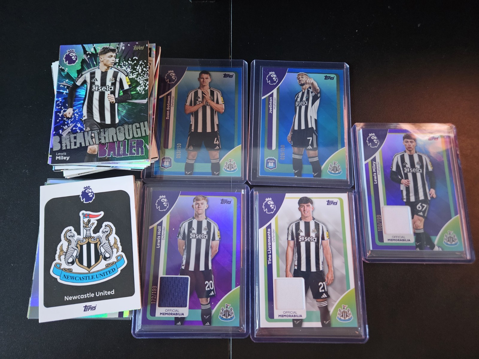 Topps Premier League 2026 Newcastle Player Worn Relic/Numbered Bundle /199, /150 for sale on Ebay