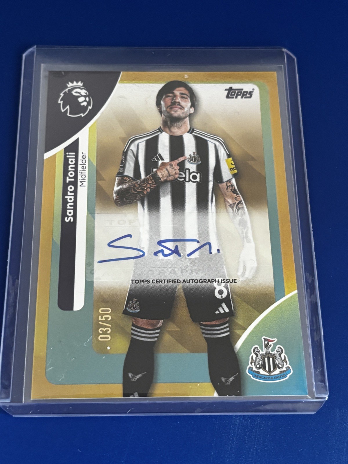 Sandro Tonali Auto Numbered 3/50 Topps - Newcastle United for sale on Ebay