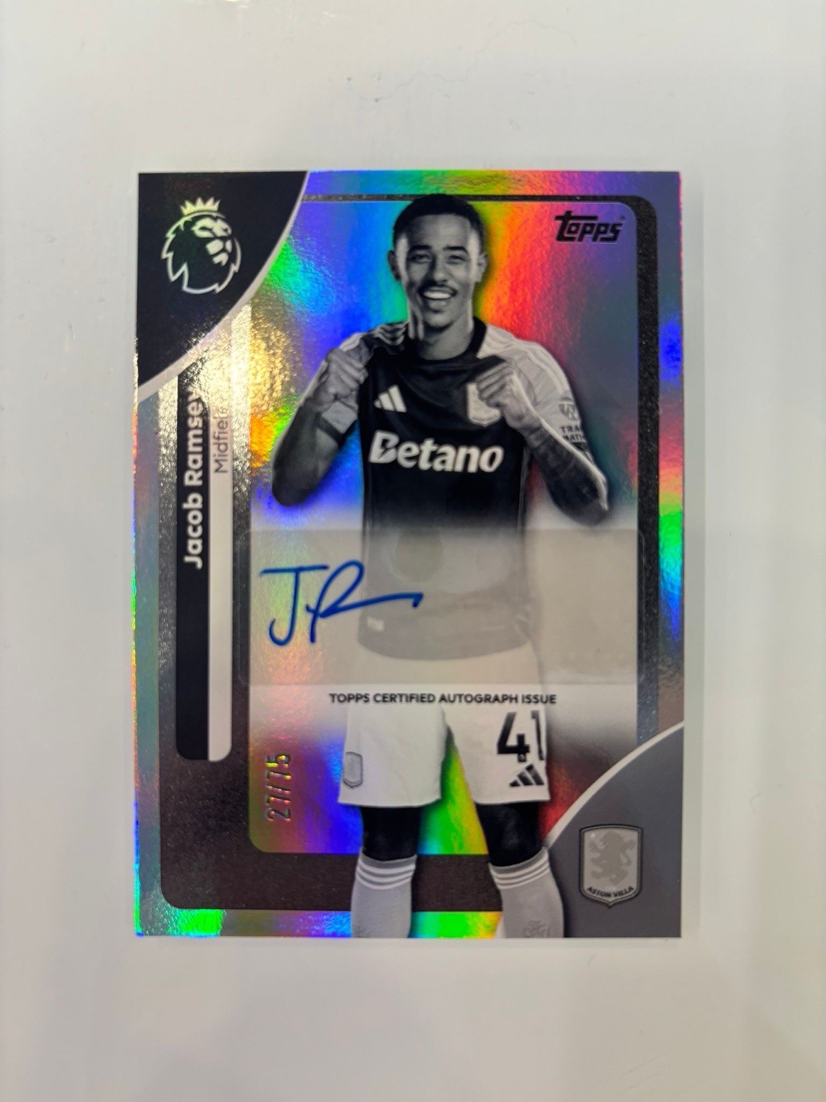 Topps Premier Leave 2026 Jacob Ramsey Auto /75 Black & White Villa Newcastle for sale on Ebay