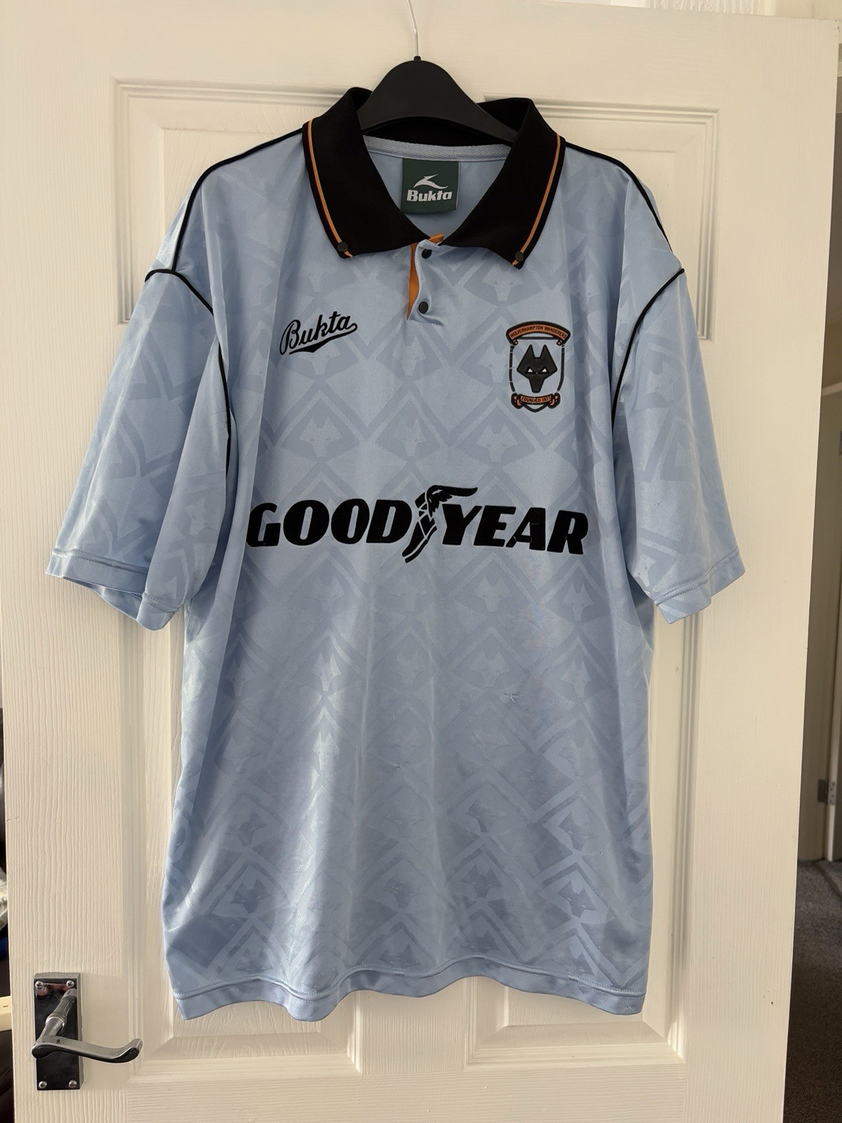 Wolverhampton Wanderers Wolves Away Shirt 1991-1992 XL Score Draw Goodyear Bukta for sale on Ebay