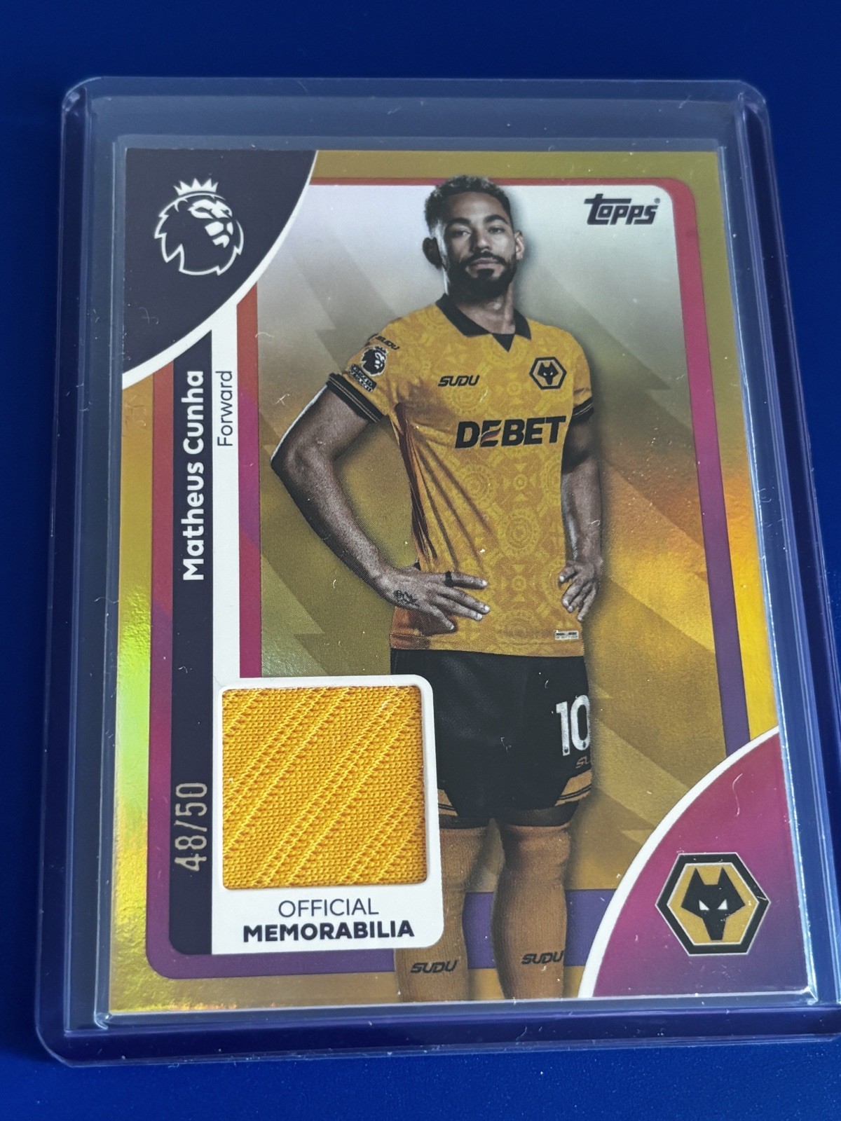 Matheus Cunha Relic Numbered 48/50 Topps - Wolves for sale on Ebay