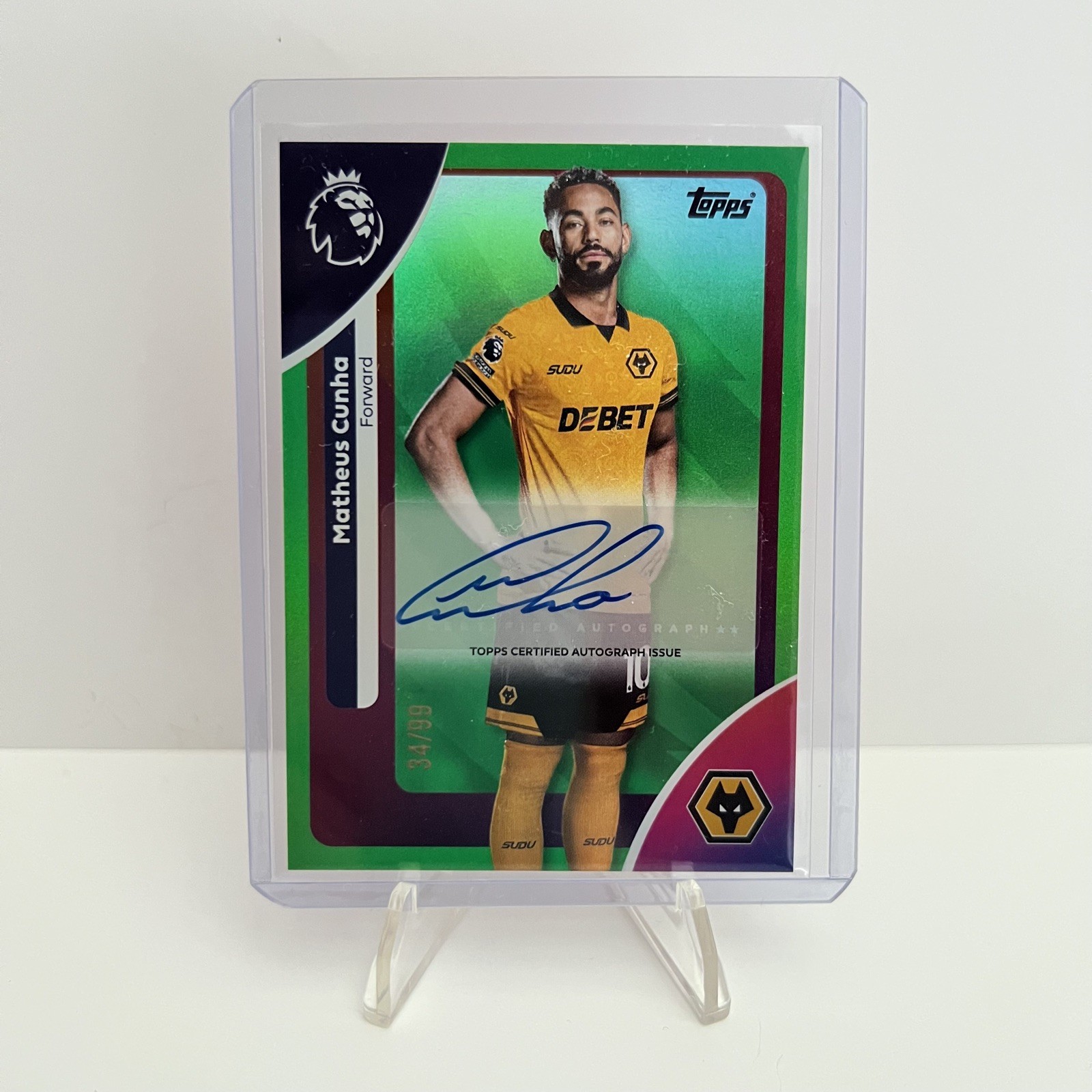 Topps Premier League 2025-2026 Matheus Cuhna Wolves Auto /99 Green  for sale on Ebay