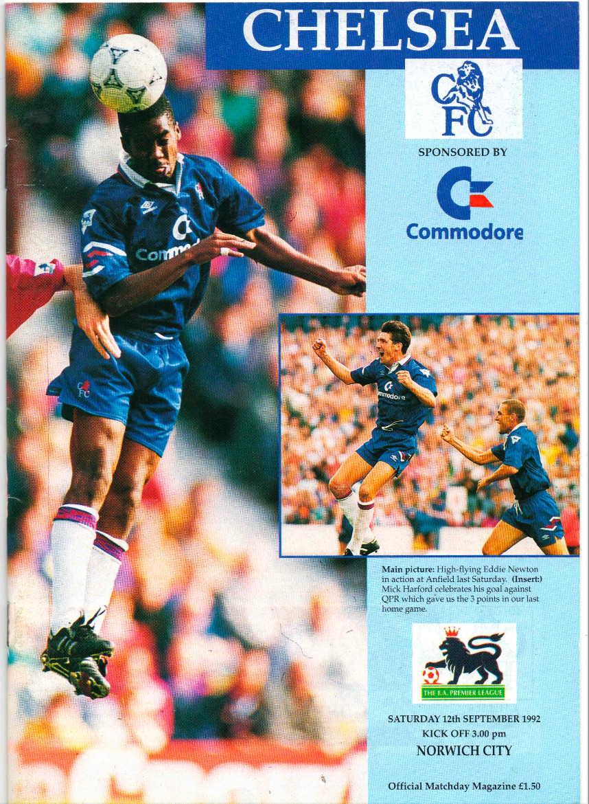 92-93 Chelsea vs Norwich City (Saturday 12th September 1992). for sale on Ebay