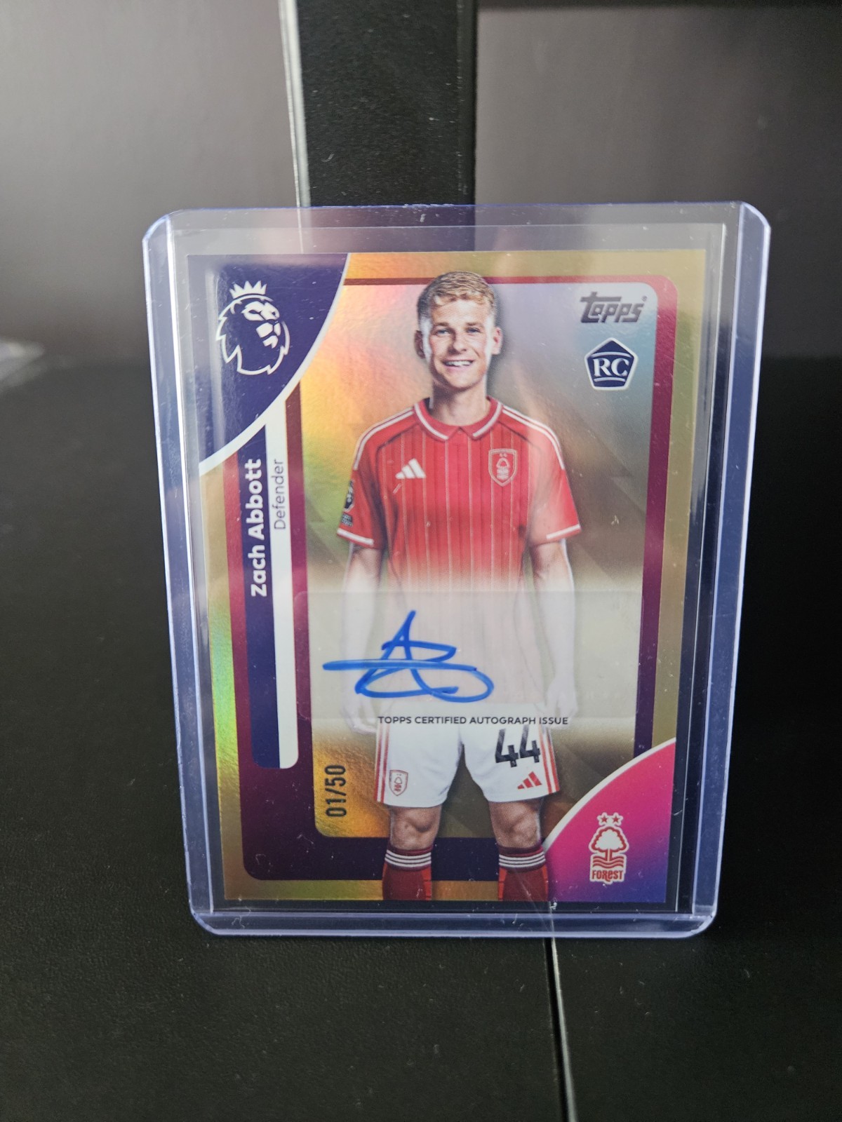 Zach Abbott Rookie /50 Gold Auto Topps Premier League 2025-26 Nottingham Forest for sale on Ebay