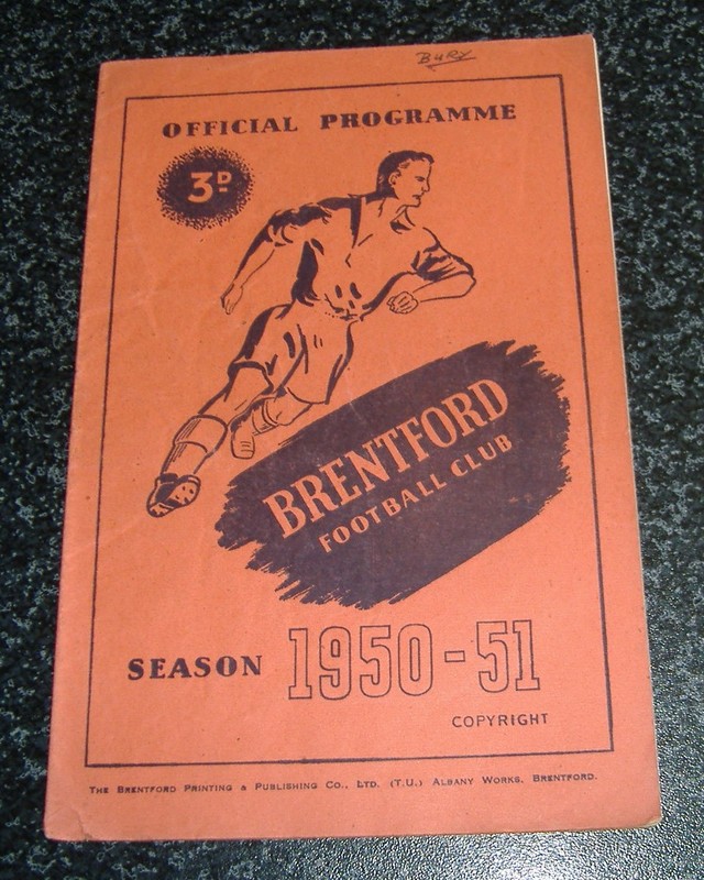 Brentford v Bury 1950/51 for sale on Ebay