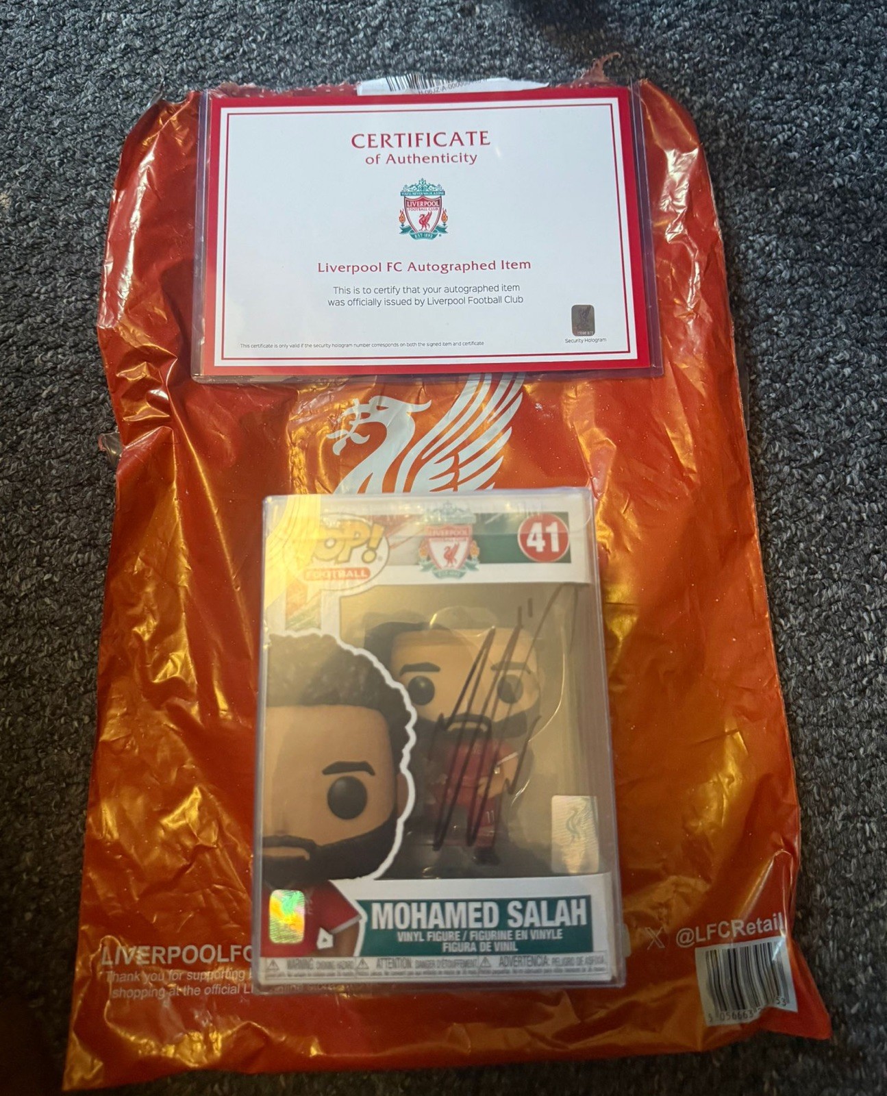 Mo Salah Signed Pop Funko Club Issued- Liverpool Officially Signed for sale on Ebay