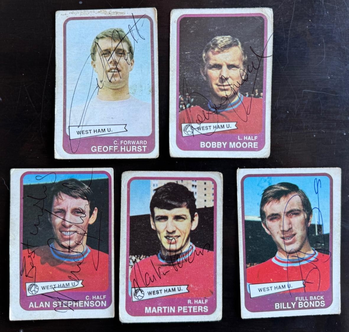 WEST HAM 1968 / 1969 A&BC signed card set BOBBY MOORE GEOFF HURST BONDS PETERS for sale on Ebay