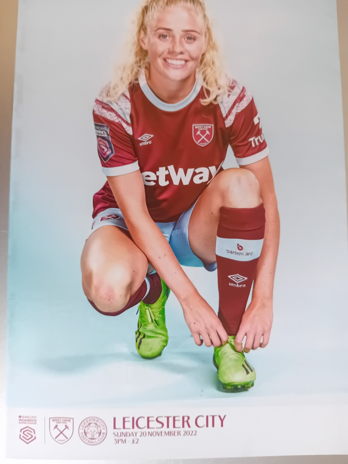 Programme West Ham United Women v Leicester City Women 20th November 2022 for sale on Ebay
