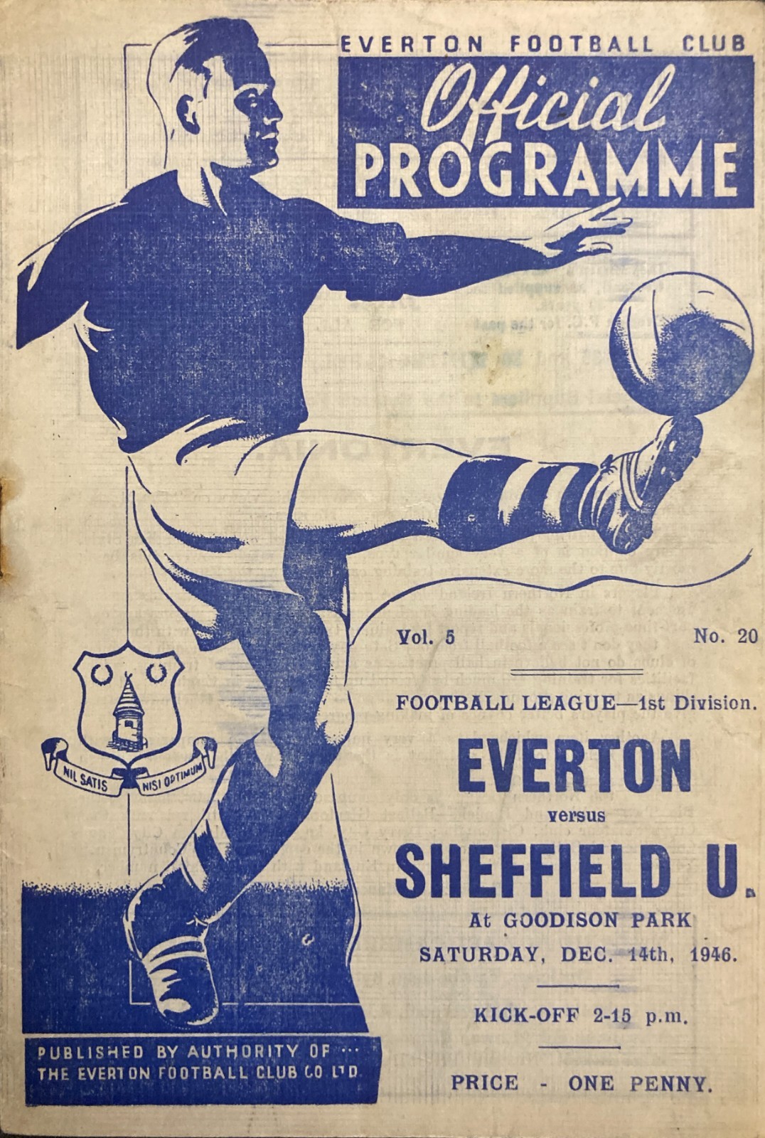 Everton v Sheffield United Div 1 1946/47 for sale on Ebay