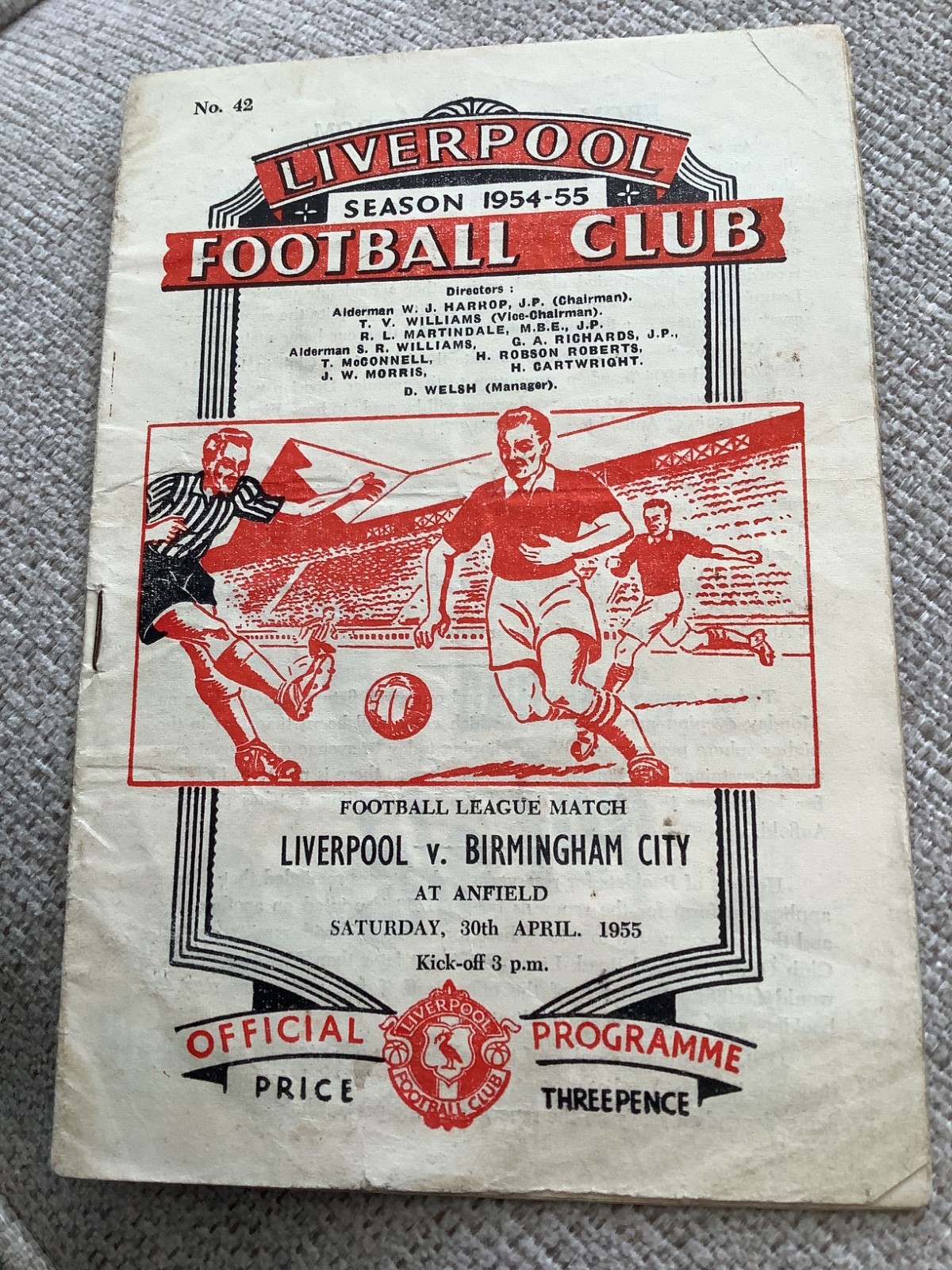 30 April 1955 Liverpool v Birmingham City for sale on Ebay