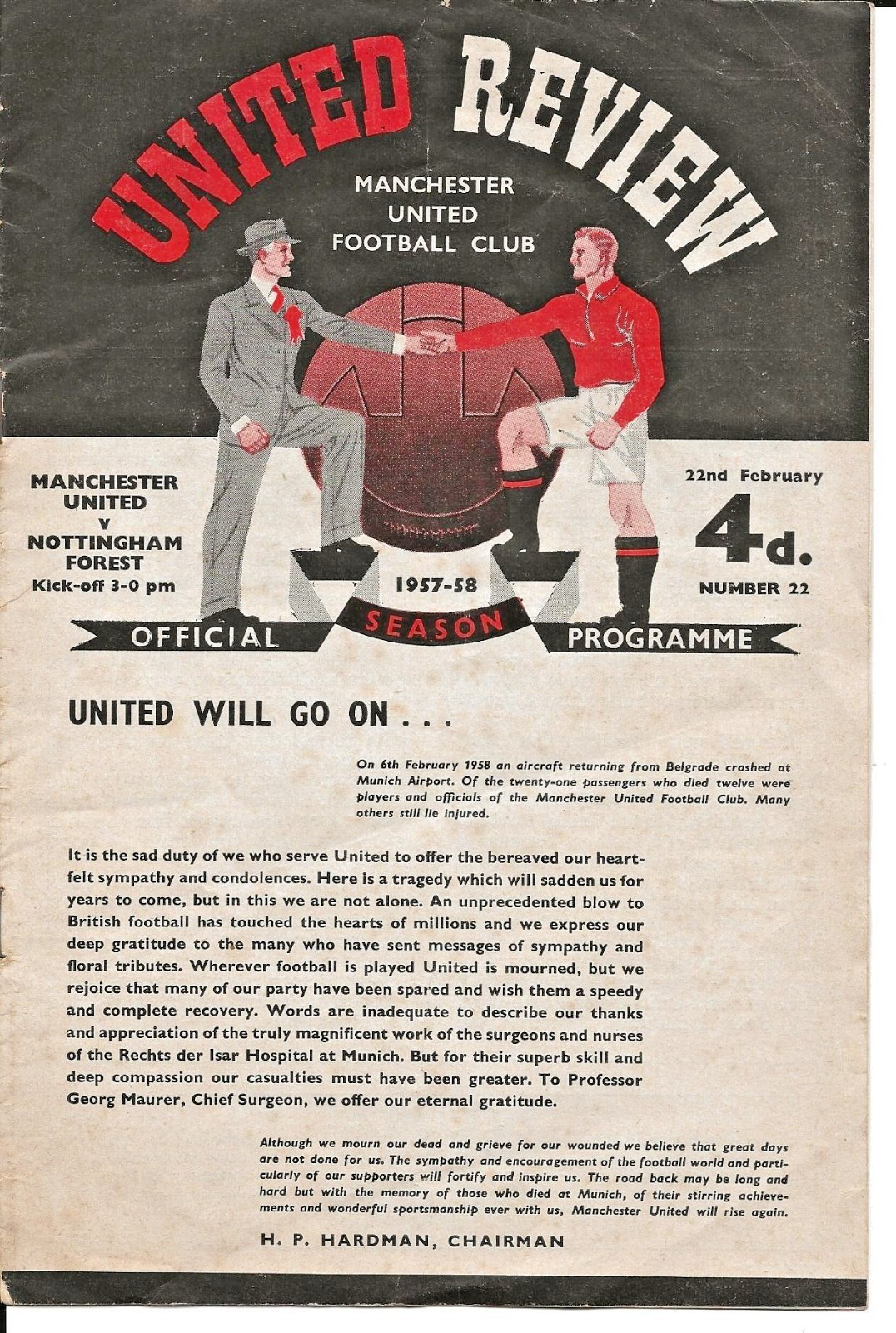 1957/58 Manchester United V Nottingham Forest Vintage Football Programme for sale on Ebay