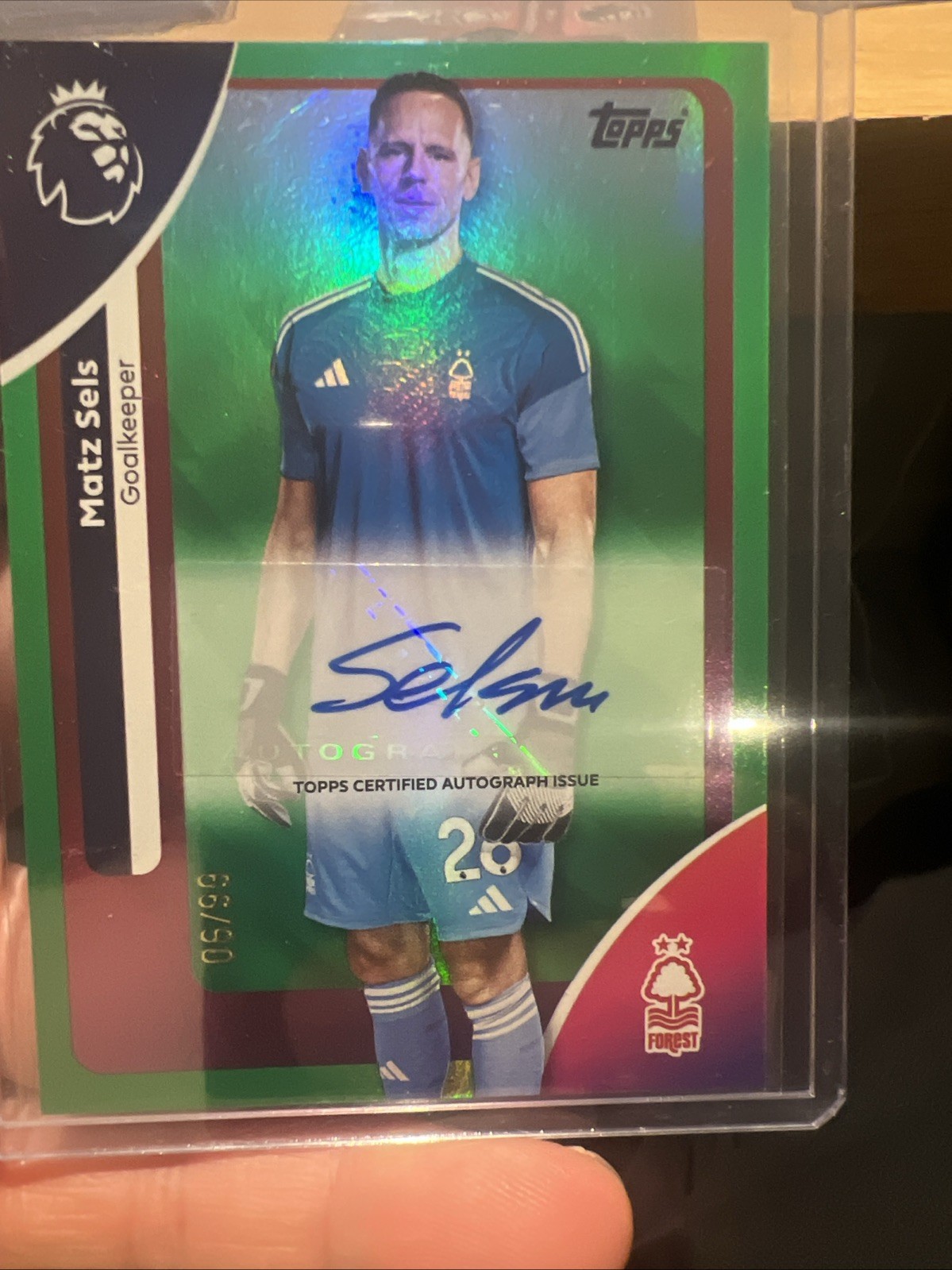 Matz Sels Topps Premier League 2025/2026 Nottingham Forest, Green Autograph 6/99 for sale on Ebay