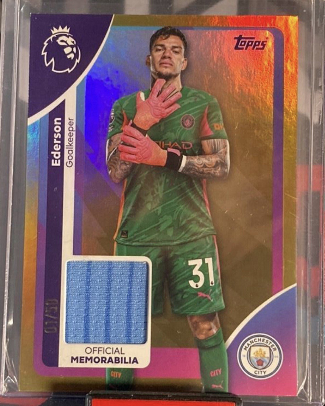 Ederson - RELIC - Manchester City - Topps Premier League 2025/2026 Number 01/50 for sale on Ebay