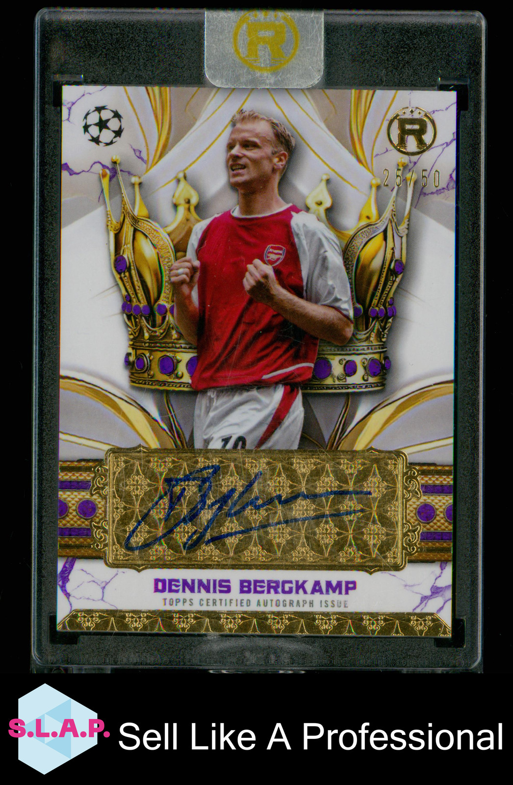 DENNIS BERGKAMP ARSENAL ON CARD AUTO 25/50 TOPPS REVERENCE 2025 for sale on Ebay