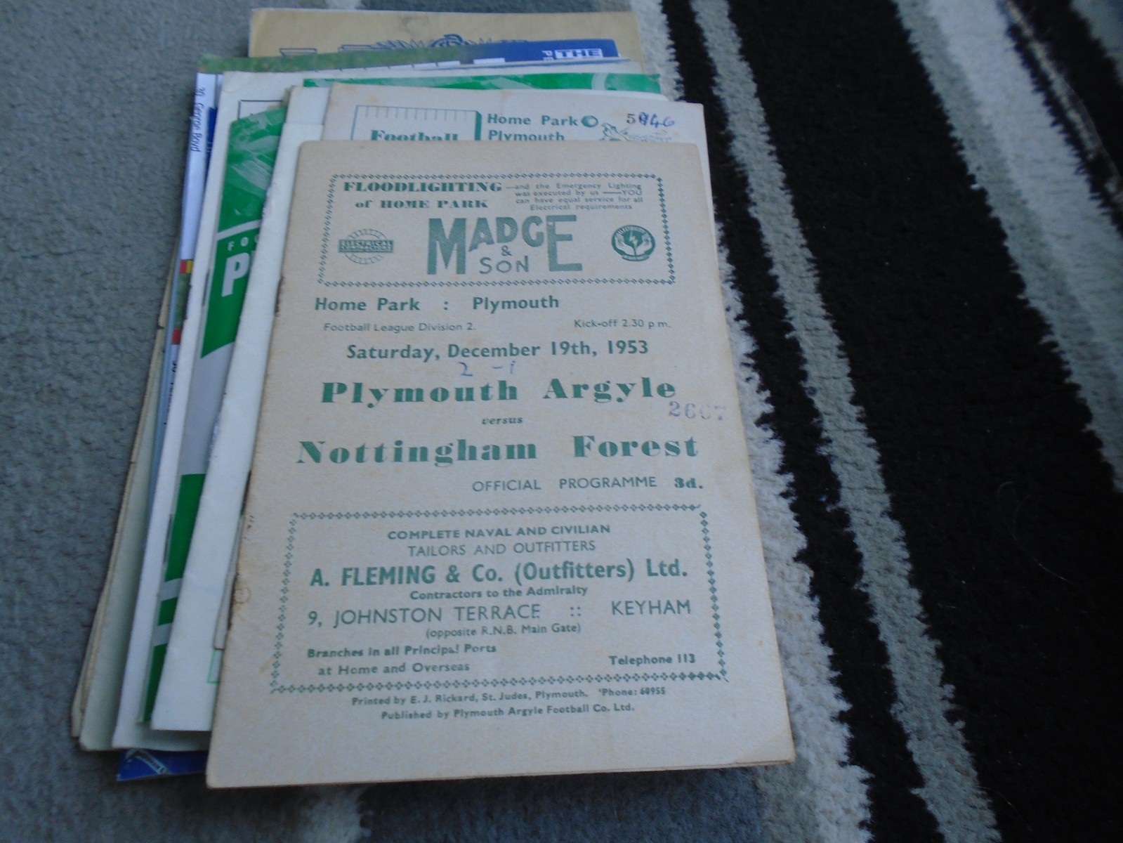 PLYMOUTH ARGYLE V NOTTINGHAM FOREST 1953-4 for sale on Ebay