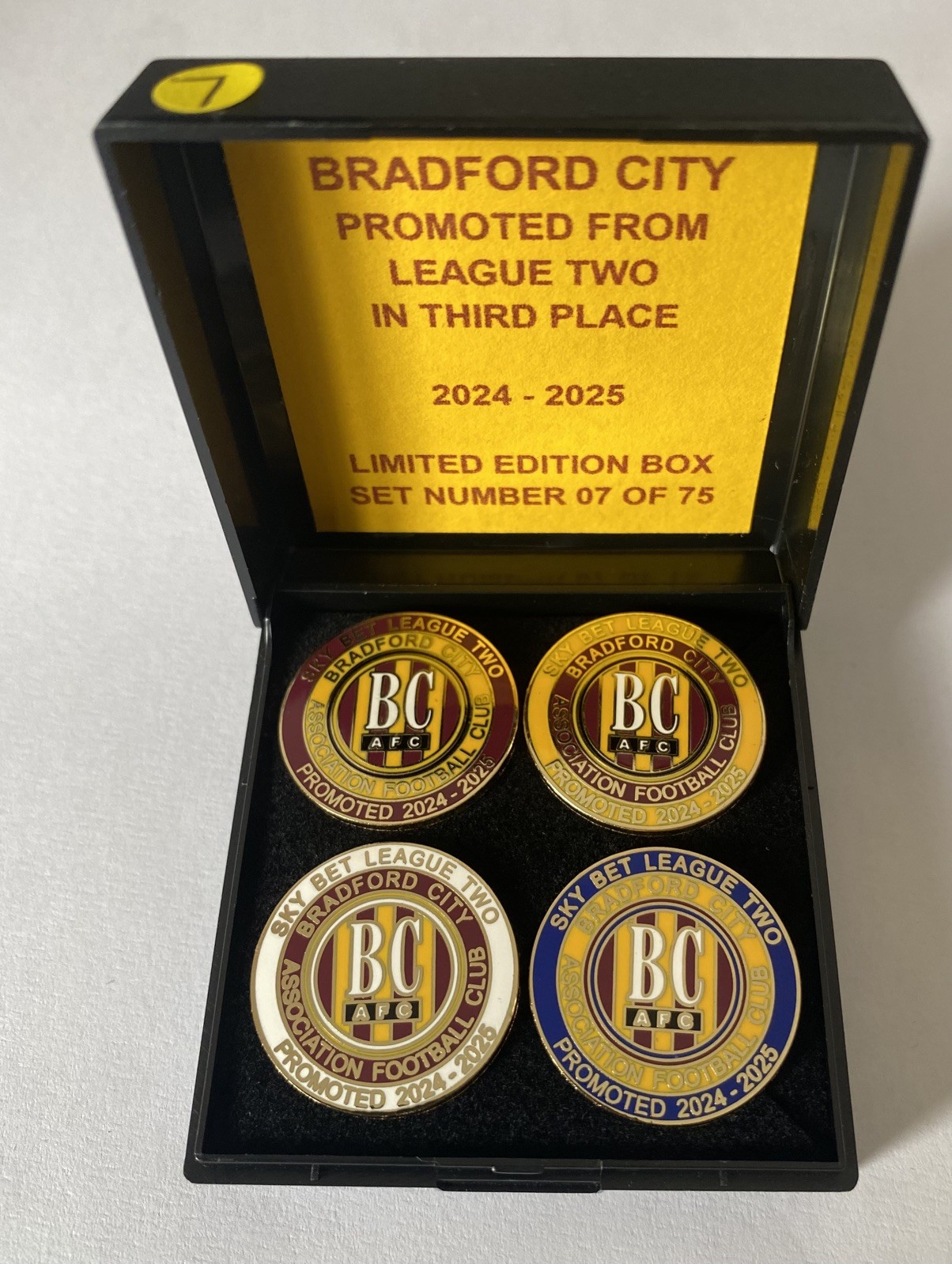 BRADFORD CITY FC AFC Badge Football Club LIMITED EDITION PROMOTION BOX SET Pin for sale on Ebay