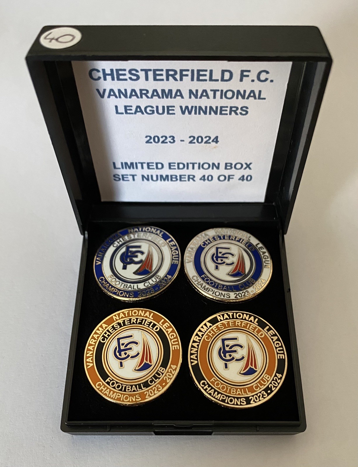 CHESTERFIELD Football Club FC Badge LIMITED EDITION PROMOTIONAL CFC Box Pin Set for sale on Ebay