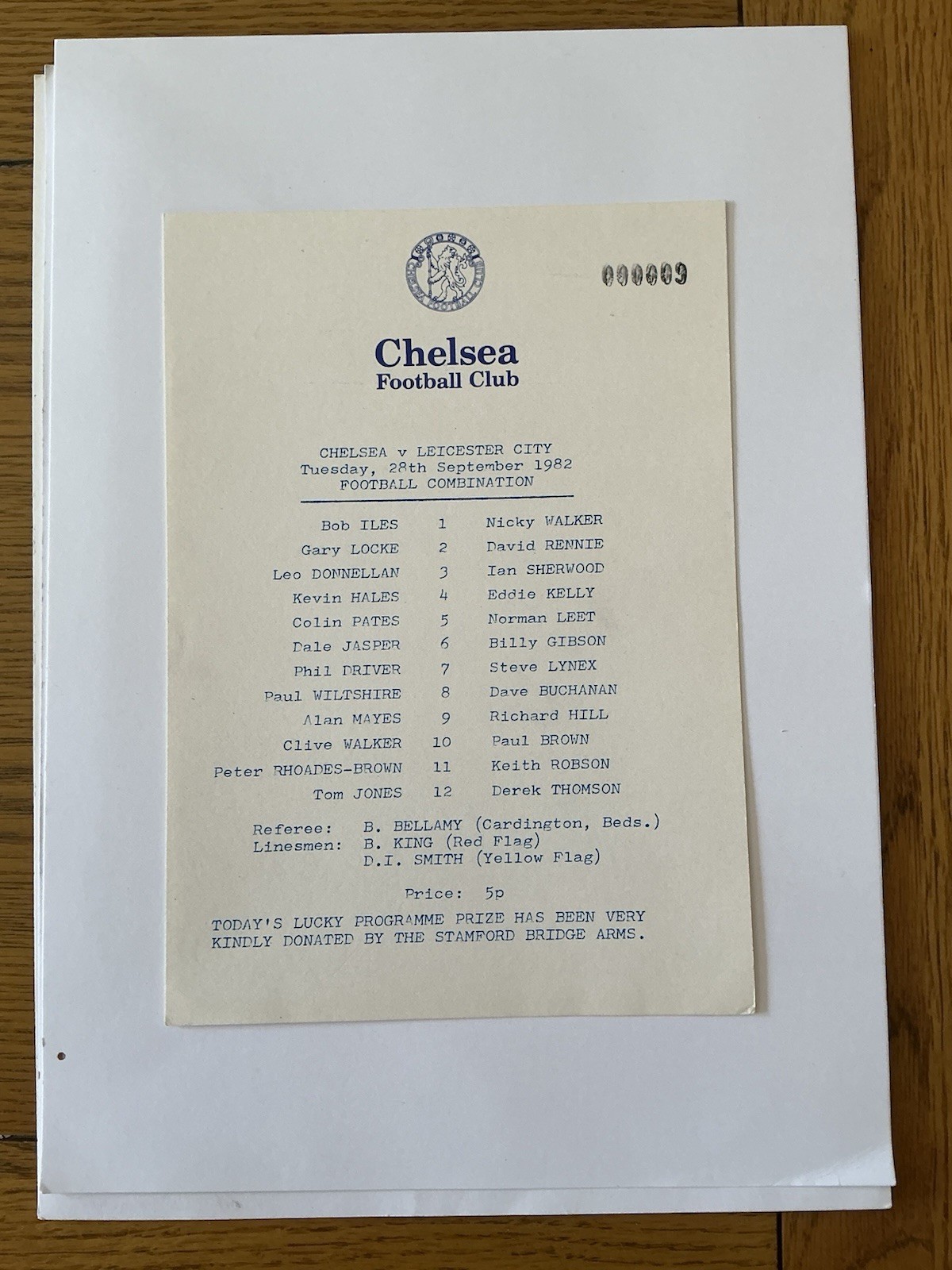 CHELSEA Res v LEICESTER CITY Res 1982/3. for sale on Ebay