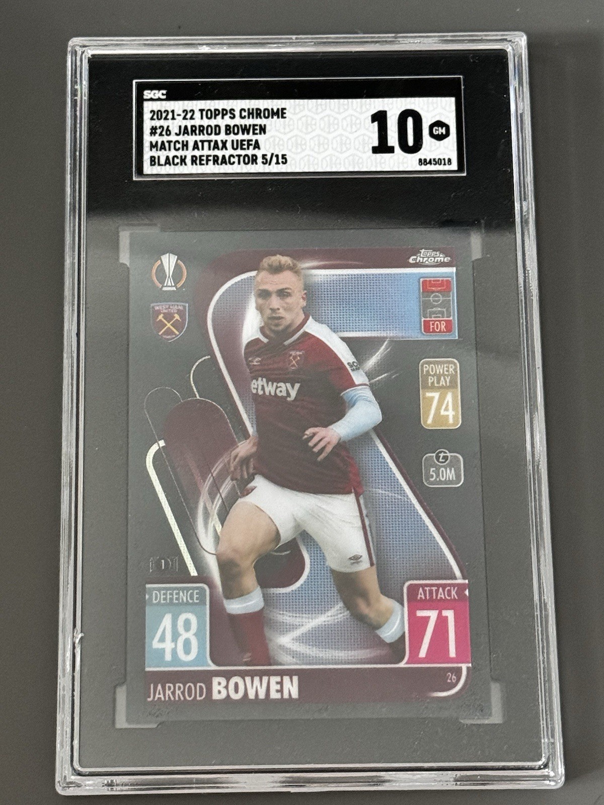 2021-22 Topps Chrome Match Attax UEFA Jarrod Bowen Black /15 West Ham SGC 10 for sale on Ebay