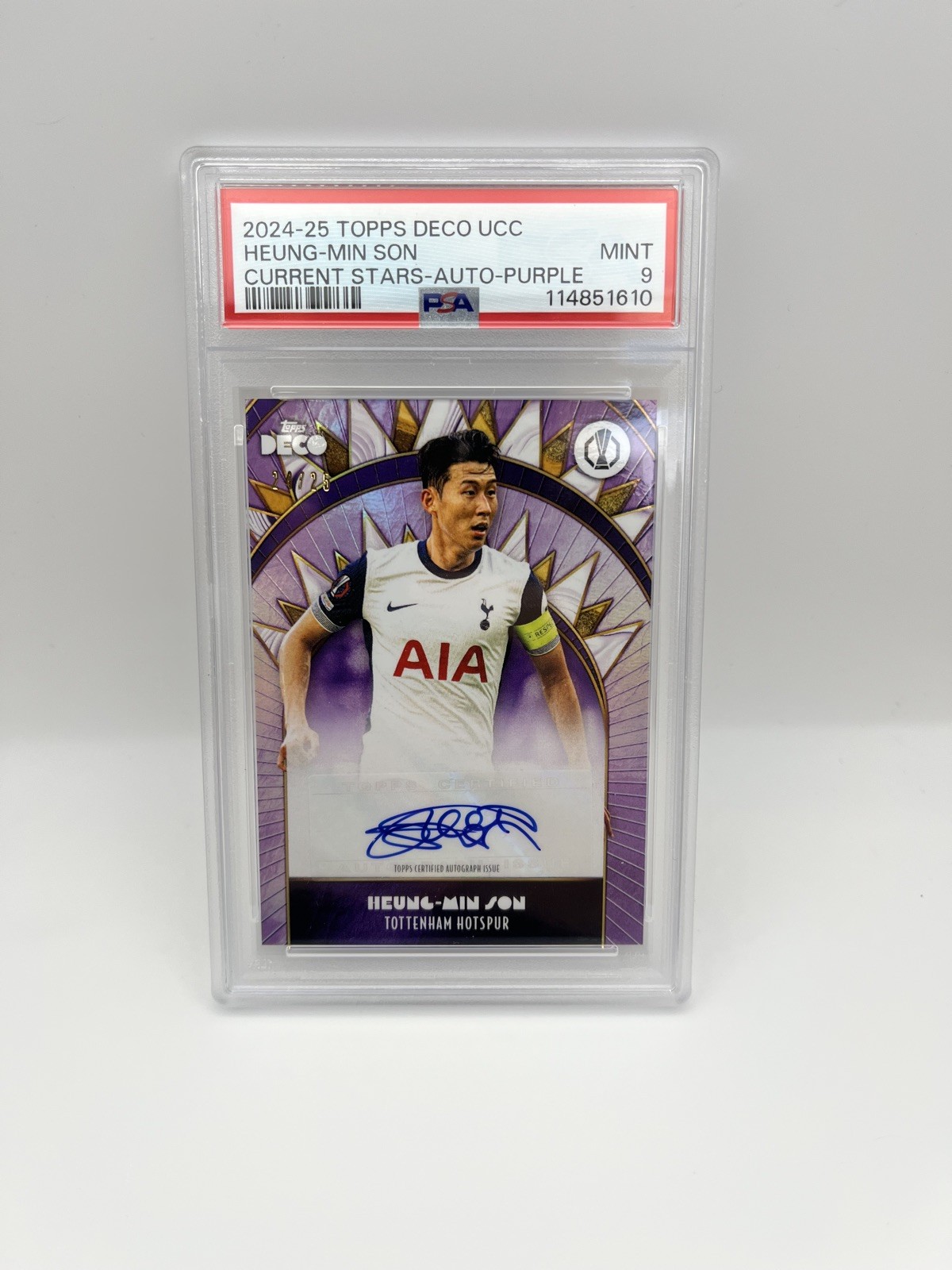 HEUNG-MIN SON AUTO /25 PSA 9 Topps Deco UCC Purple 2024/25 Tottenham Hotspur  for sale on Ebay