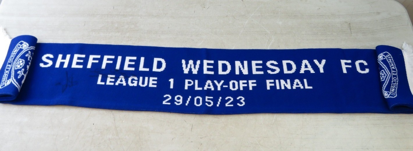 Signed Sheffield Wednesday Playoff 2023 Scarf,  Blue for sale on Ebay