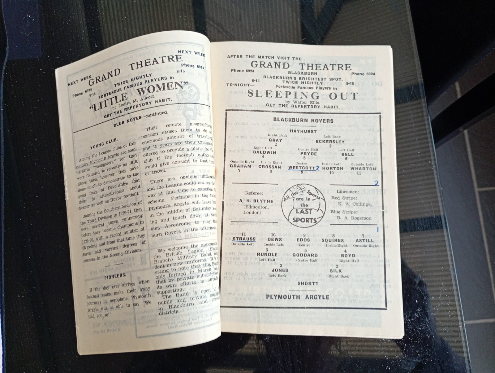 1948/9 Blackburn Rovers v Plymouth Argyle. Div 2. Excellent. for sale on Ebay