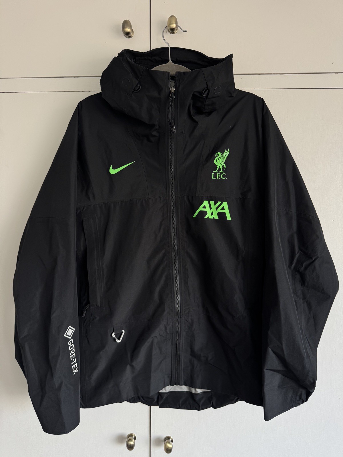 Liverpool Nike Gore-Tex Storm-FIT ADV Rain Jacket 2023/24 AXA Black Green Size L for sale on Ebay
