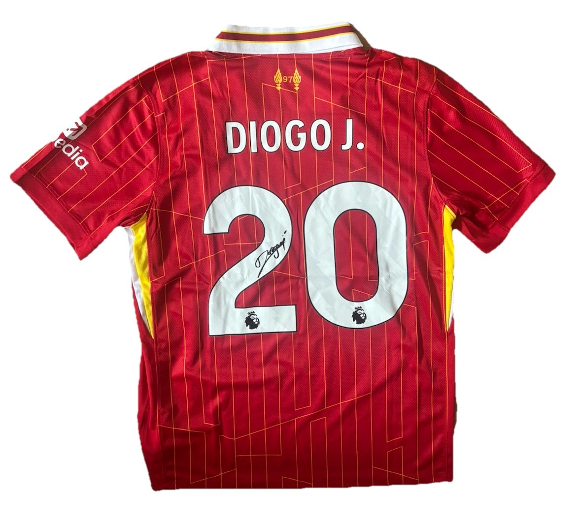 DIOGO JOTA Hand Signed 2024/25 HOME FC Liverpool Shirt FOOTBALL Legend RARE*COA for sale on Ebay