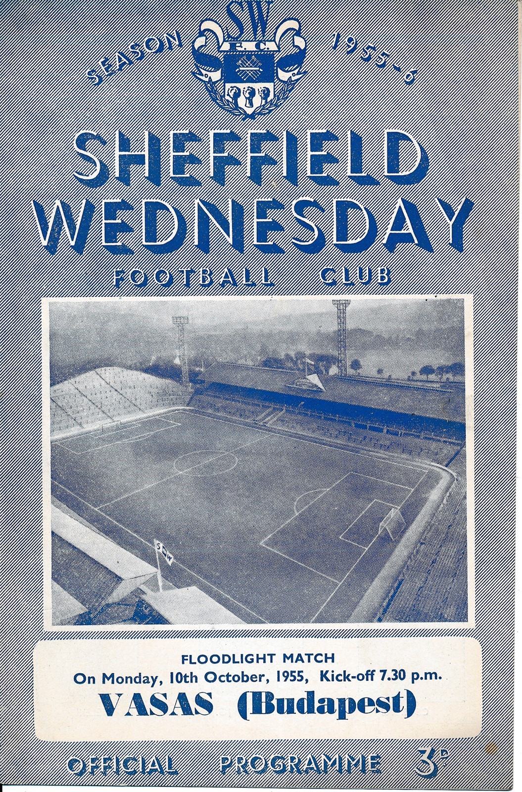 Sheffield Wednesday v Vasas Hungary (Friendly) 1955/1956 - Football Programme for sale on Ebay